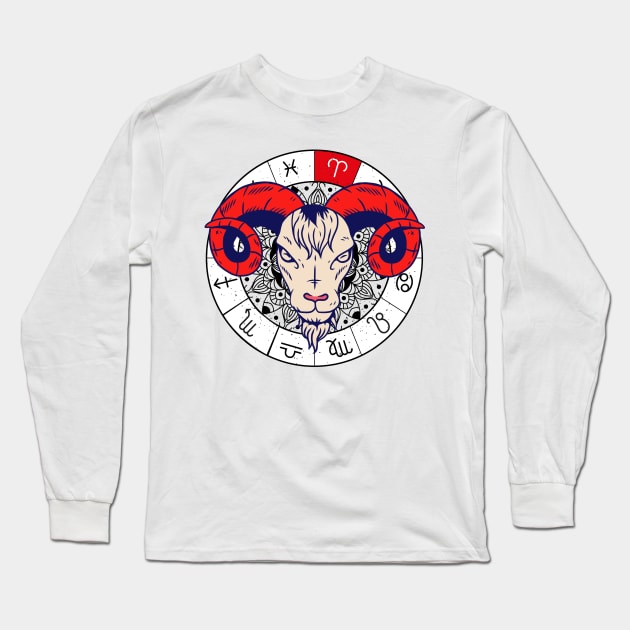 Aries star sign, zodiac sign horoscope Long Sleeve T-Shirt by 2P-Design